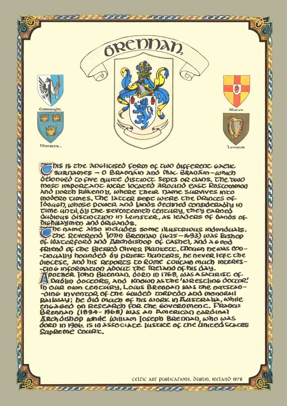 Brennan Family Crest Parchment