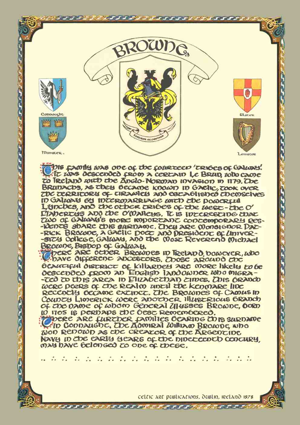 Browne Family Crest Parchment