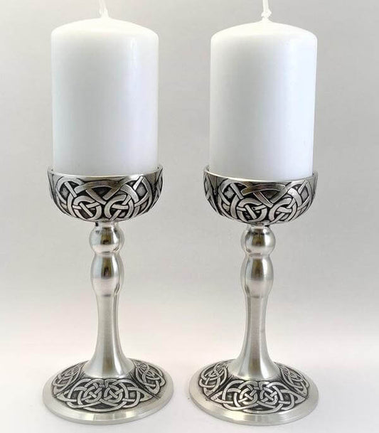 Kells Pewter Candle Holders with candles