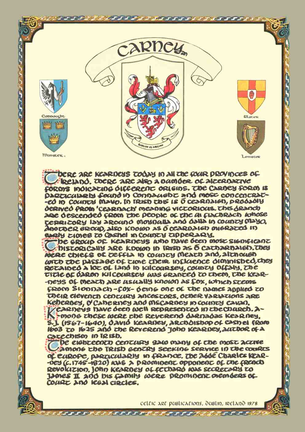 Carney Family Crest Parchment