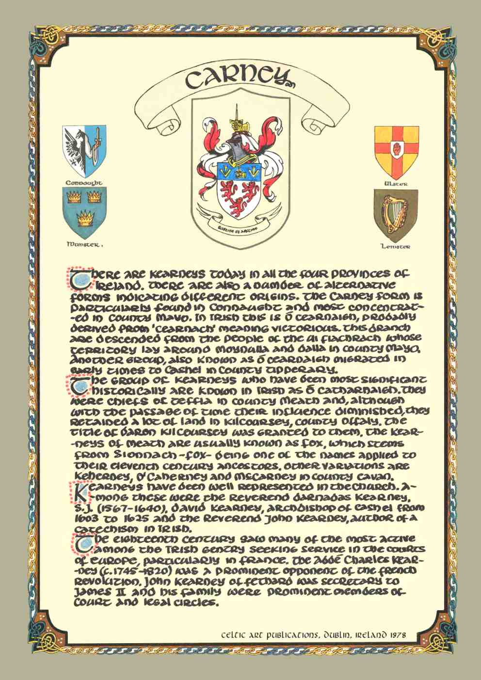 Carney Family Crest Parchment