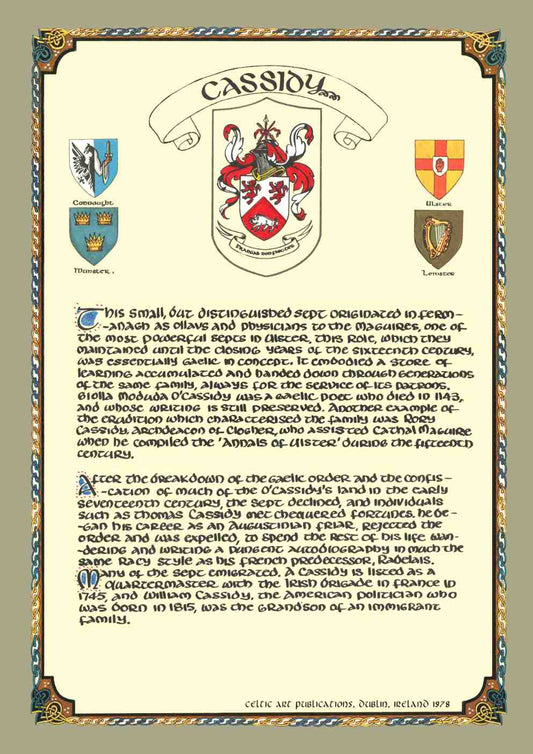 Cassidy Family Crest Parchment