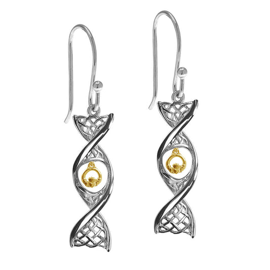 Celtic DNA Sterling Silver Claddagh Earrings