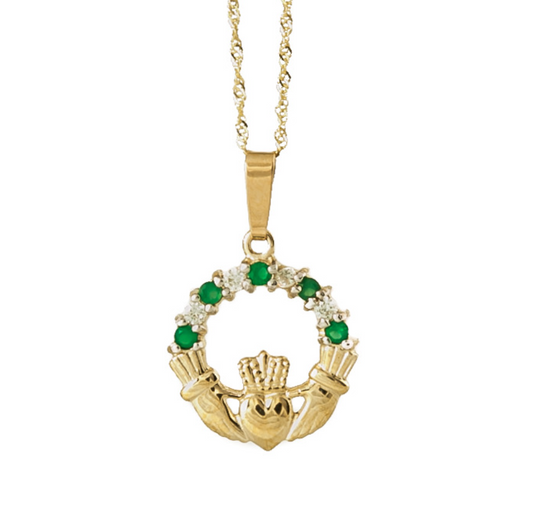 Claddagh Necklace With Emerald