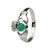 Claddagh Ring - White Gold with Emerald Gemstone