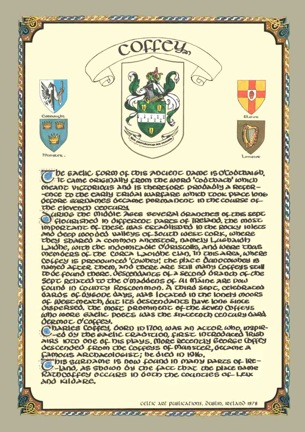 Coffey Family Crest Parchment