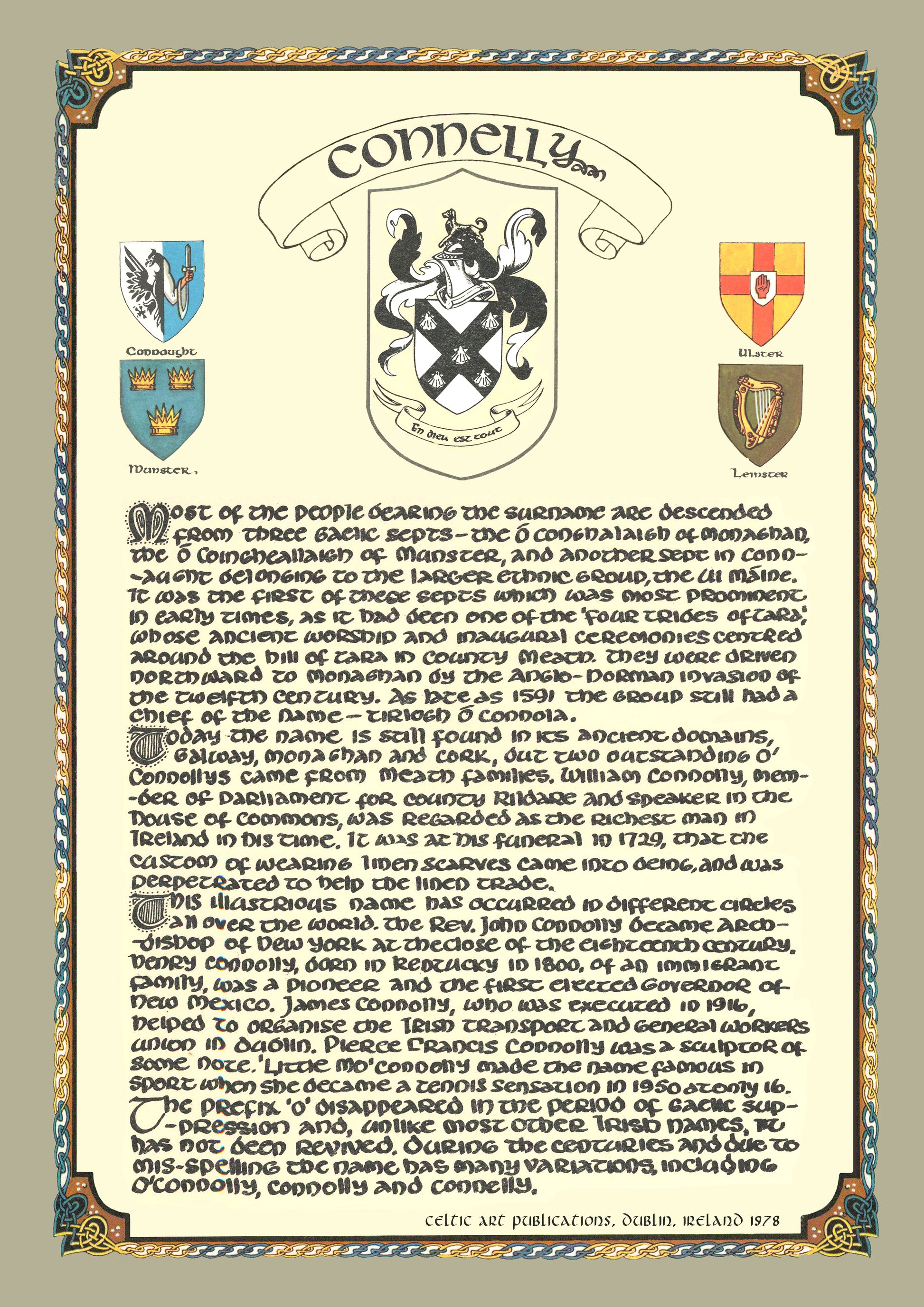 Connelly Family Crest Parchment