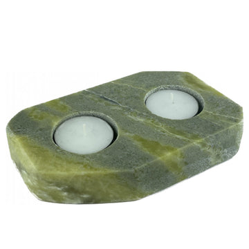 Connemara Marble Double Votive Candle Holder