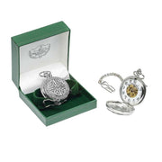 Mullingar Pewter Mechanical Pocket Watch with Trinity Knot