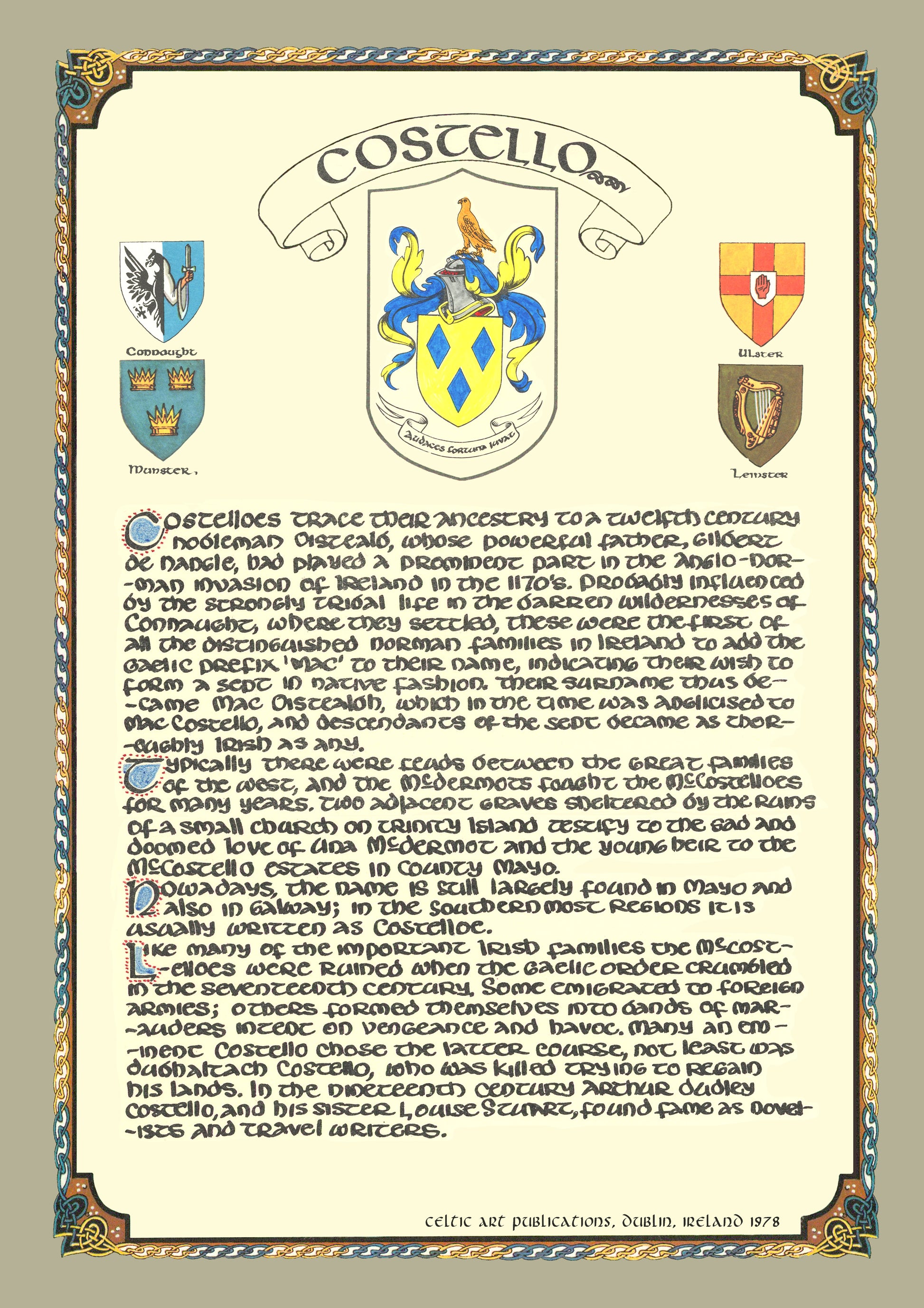 Costello Family Crest Parchment
