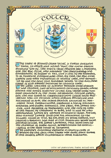 Cotter Family Crest Parchment