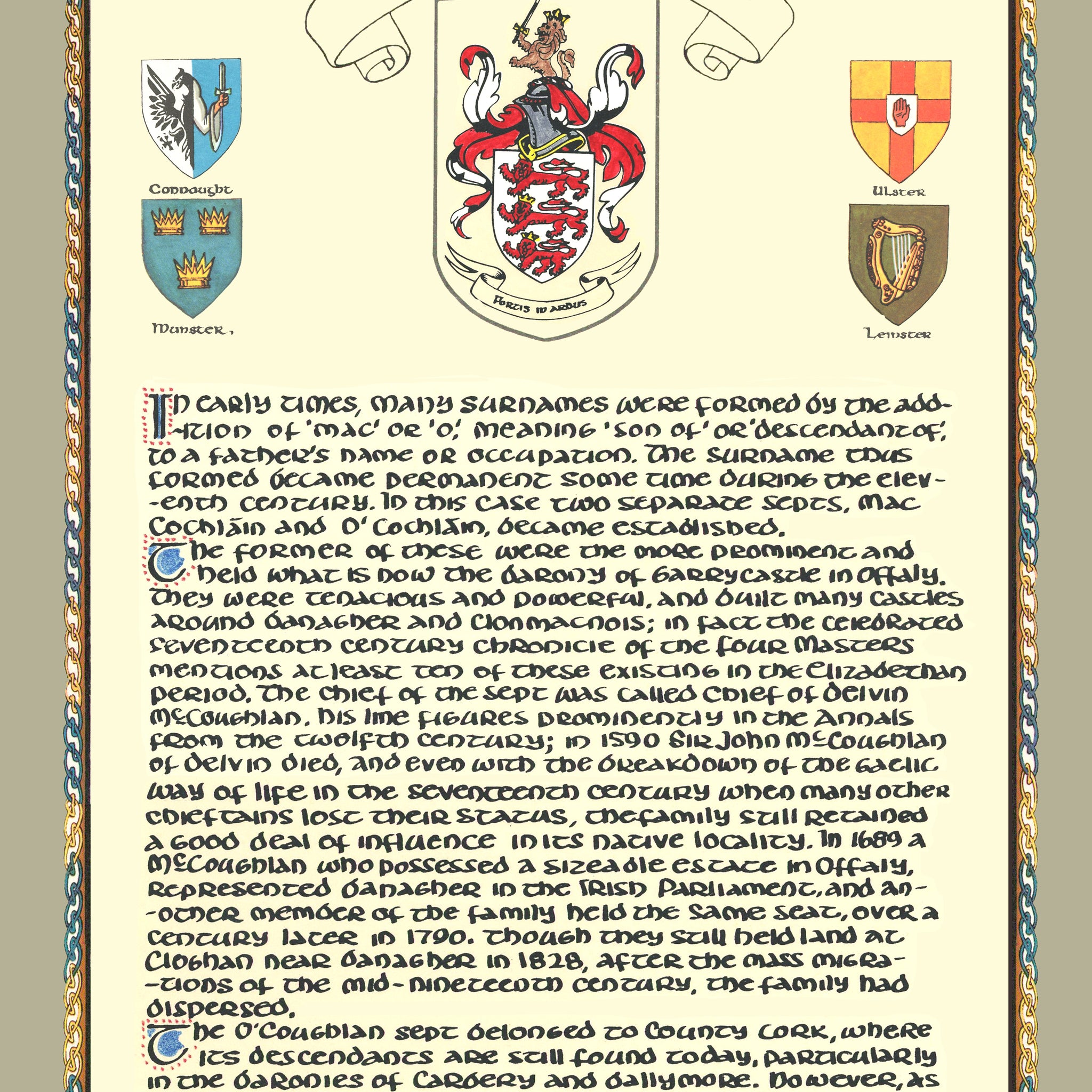 Coughlan Family Crest Parchment