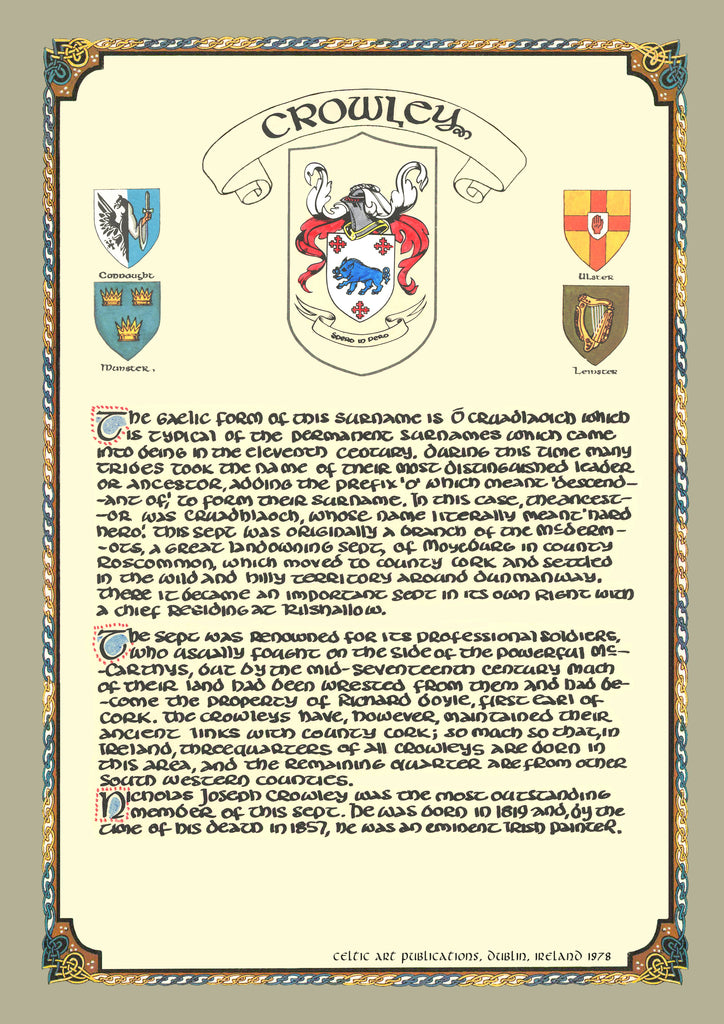Crowley Family Crest Parchment