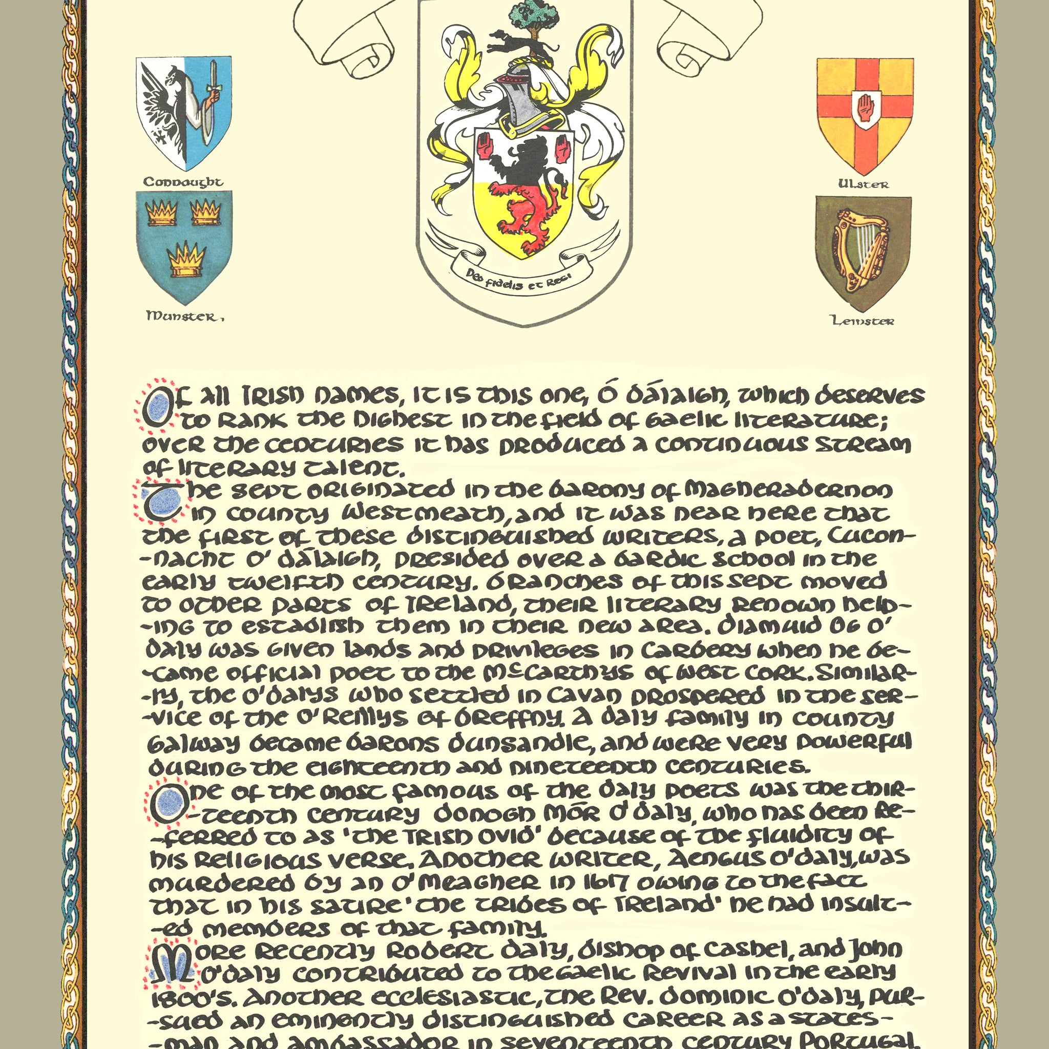 Daly Family Crest Parchment