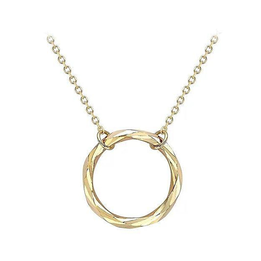 Diamond Cut Ring Necklace in 9ct Yellow Gold