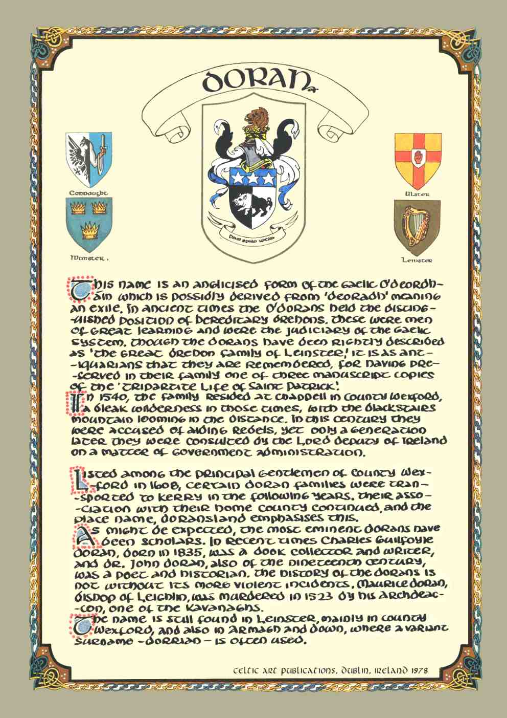 Doran Family Crest Parchment