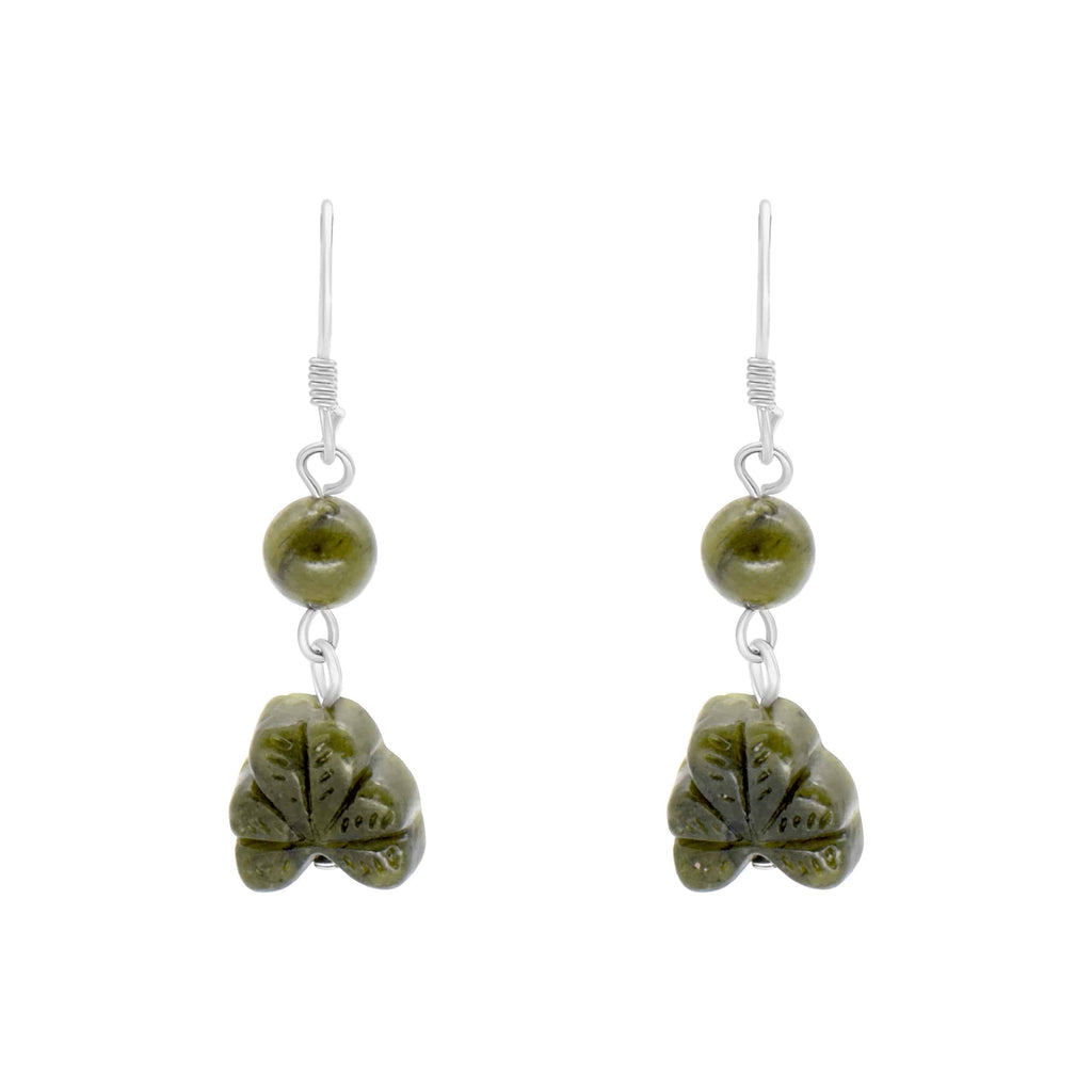 Carved Shamrock With Bead Earrings