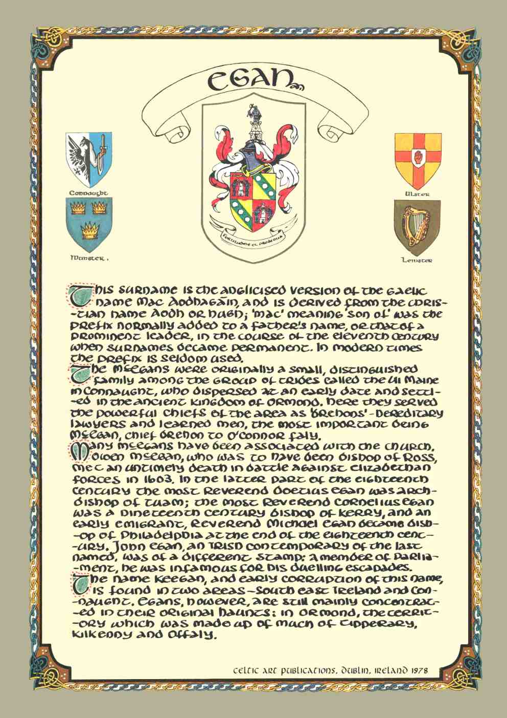 Egan Family Crest Parchment