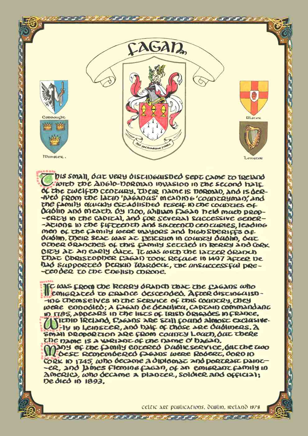 Fagan Family Crest Parchment