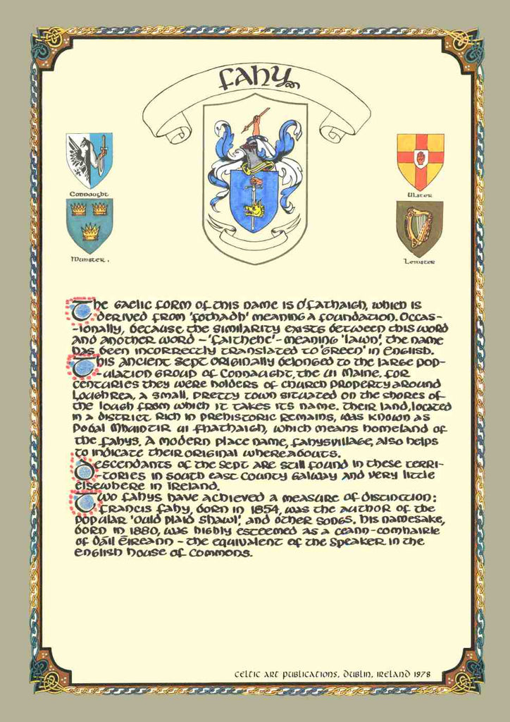 Fahy Family Crest Parchment