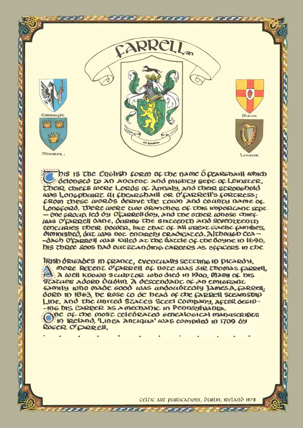 Farrell Family Crest Parchment
