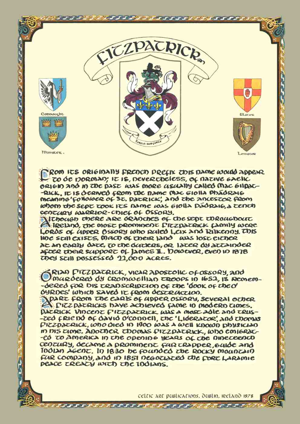 Fitzpatrick Family Crest Parchment