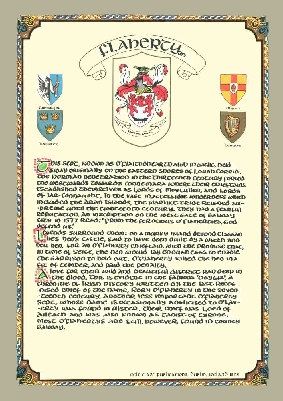 Flaherty Family Crest Parchment