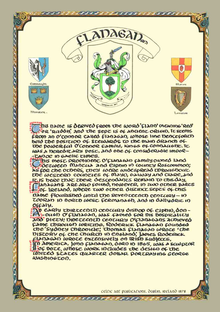 Flanagan Family Crest Parchment