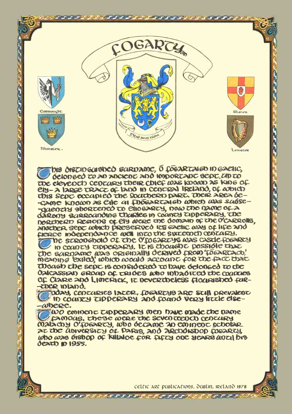 Fogarty Family Crest Parchment