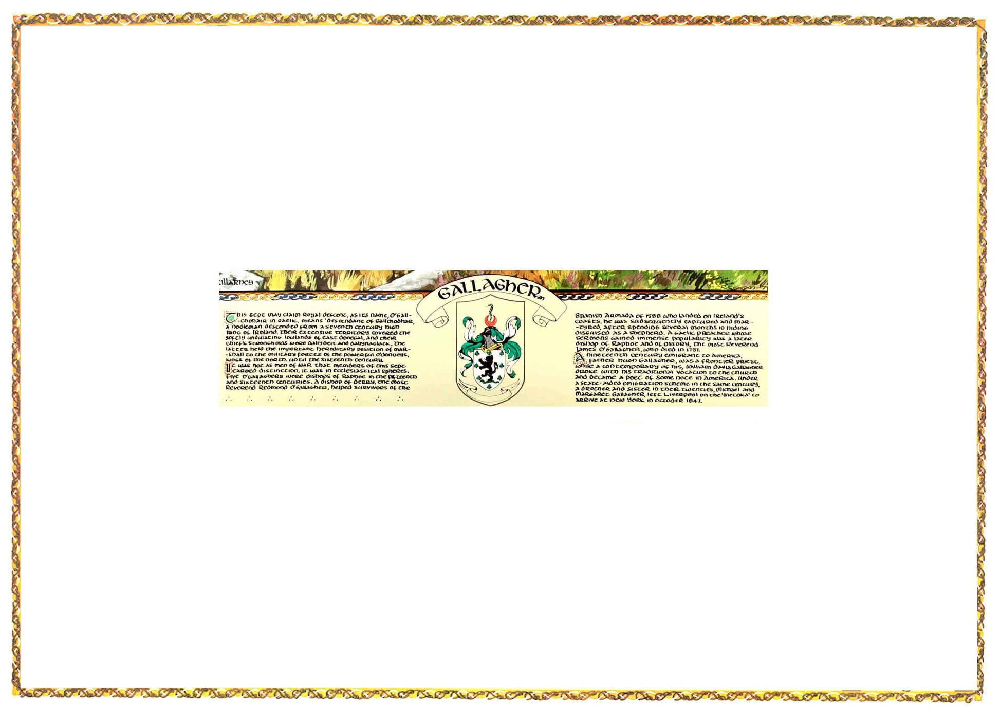 Gallagher Coat of Arms Parchment