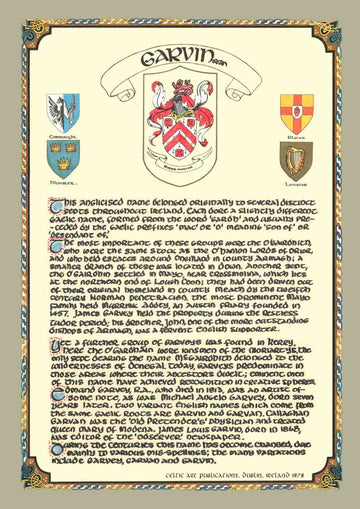 Garvin Family Crest Parchment