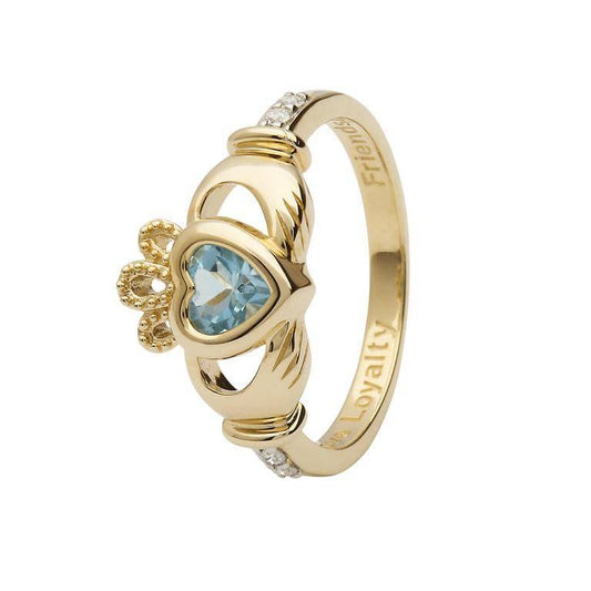 Shanore Gold Claddagh Birthstone Ring - December