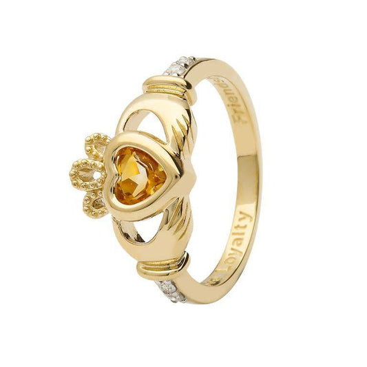 Shanore Gold Claddagh Birthstone Ring - November