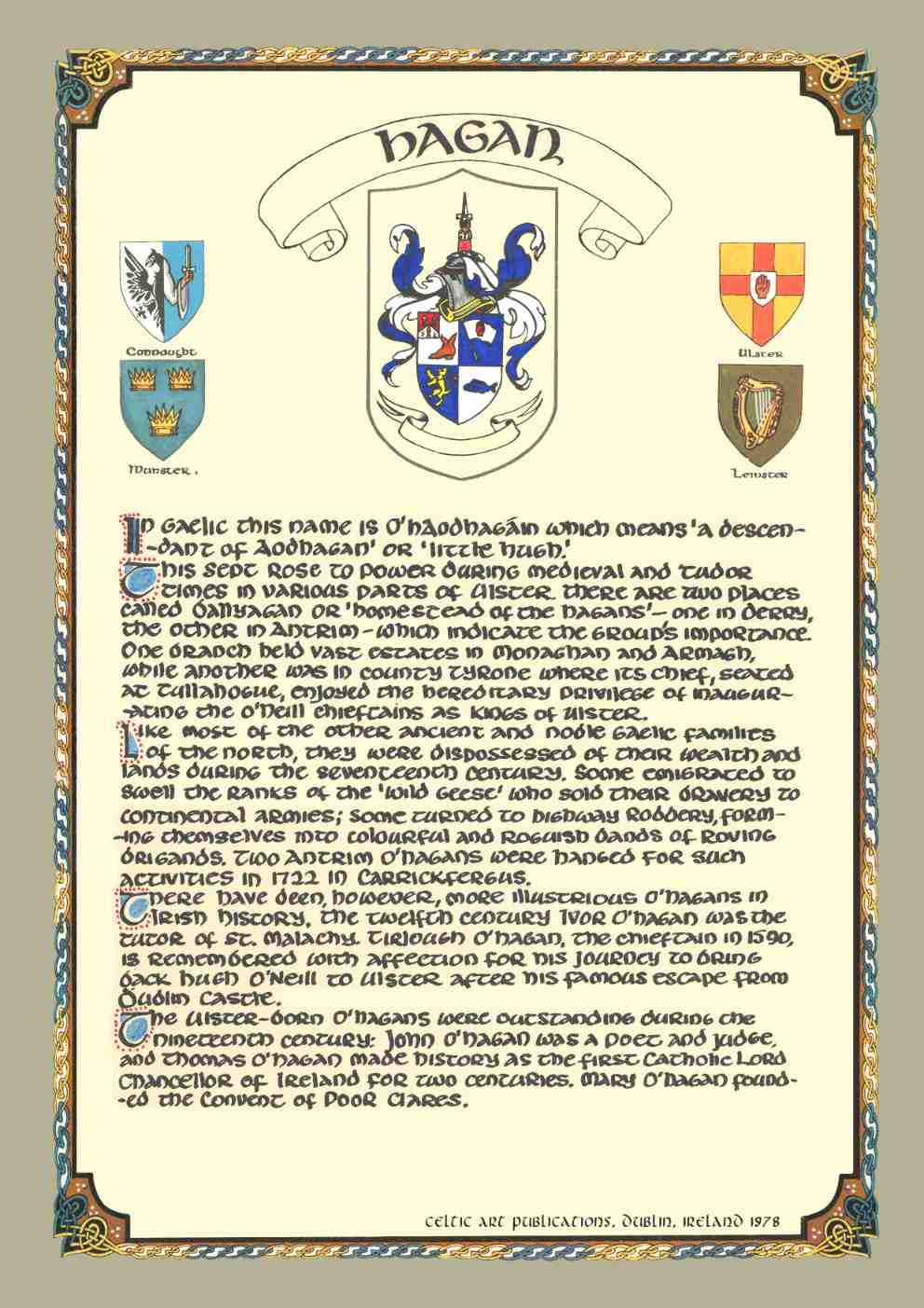 Hagan Family Crest Parchment