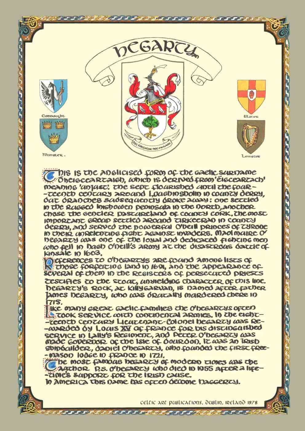 Hegarty Family Crest Parchment