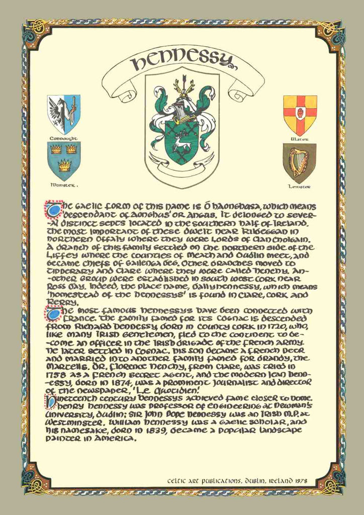Hennessy Family Crest Parchment