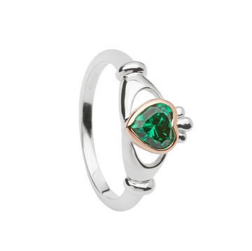 House of Lor Claddagh Ring With Emerald Gemstone
