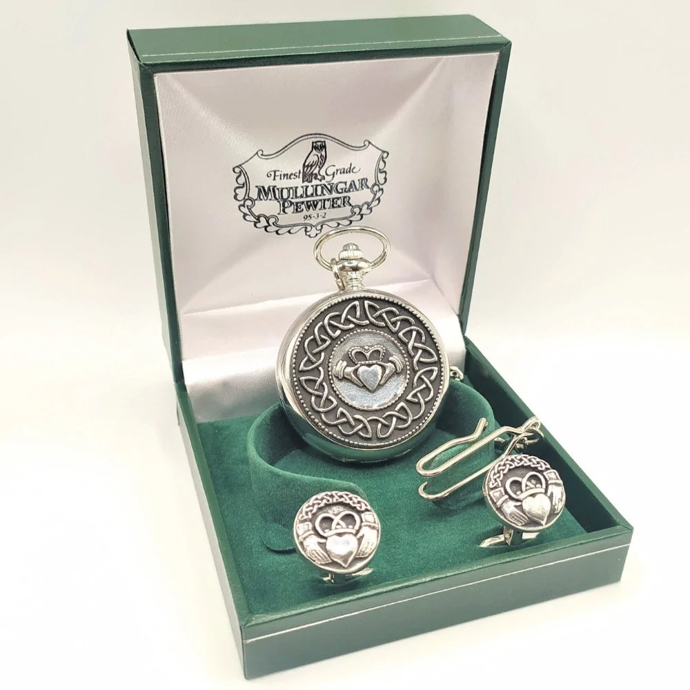 Mullingar Pewter Pocket Watch And Cufflink Set