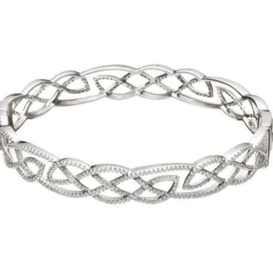 Interlaced Celtic Pattern Bangle with Cubic Zirconia
