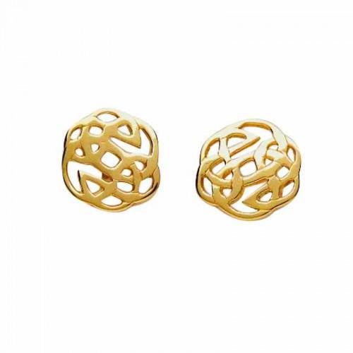 Gold Celtic Rose Stud Earrings