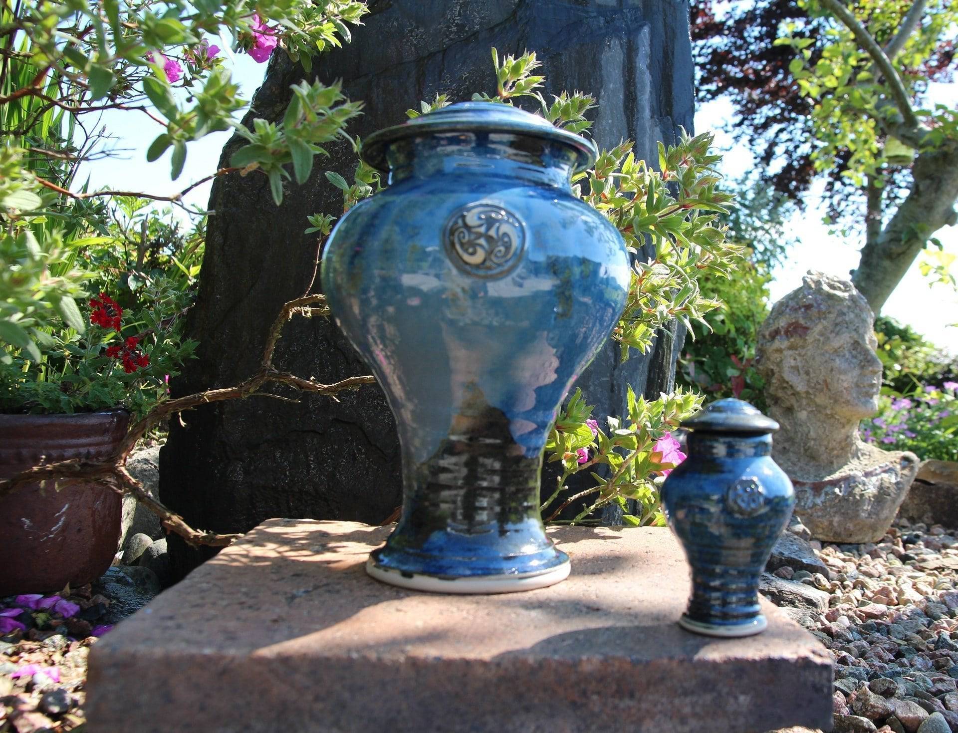 Irish Celt Cremation Urn & Keepsake - Cobalt
