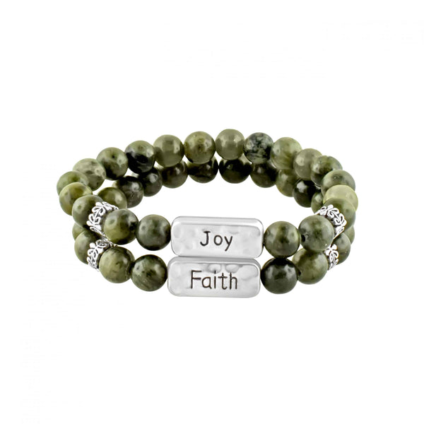 Connemara Marble Stretch Bracelet Set - Joy & Faith