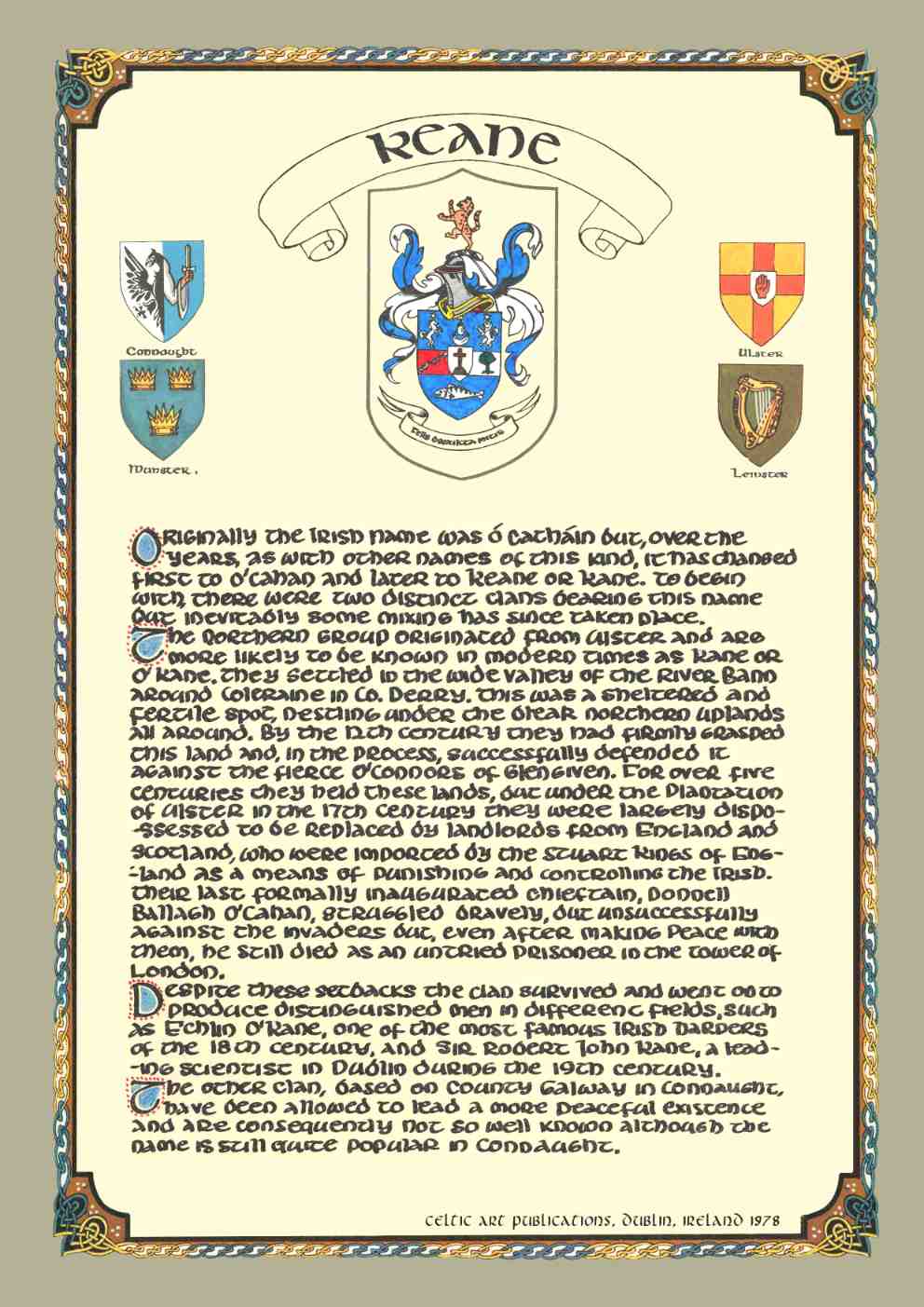 Keane Family Crest Parchment