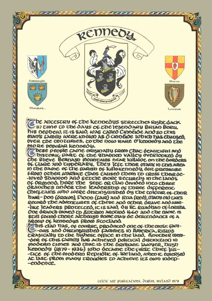 Kennedy Family Crest Parchment