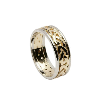 Ladies 14k Yellow Gold Celtic Wedding Ring With Heavy Trim
