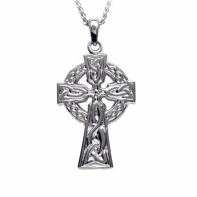 Large Sterling Silver Traditional Celtic Cross Double Sided