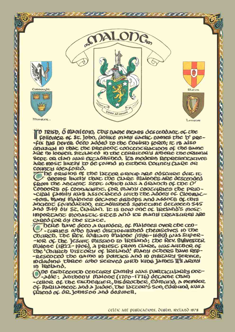 Malone Family Crest Parchment