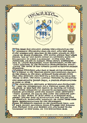 McAuliffe Family Crest Parchment