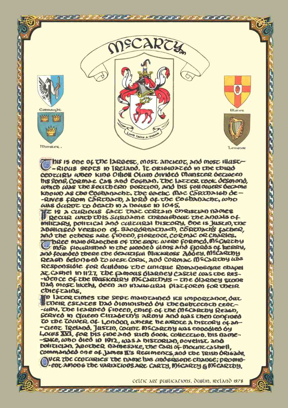 McCarty Family Crest Parchment