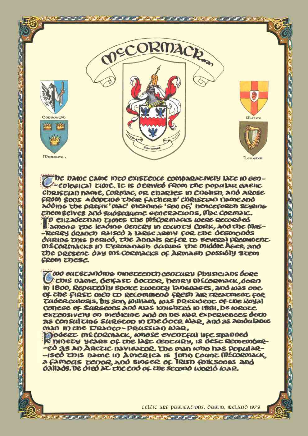 McCormack Family Crest Parchment